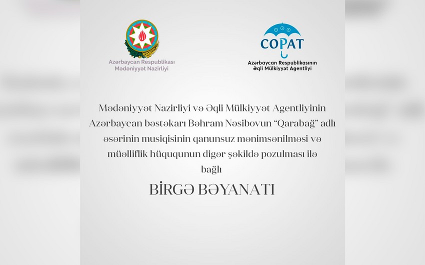 Azərbaycan Ermənistandan "Qarabağ" əsəri ilə bağlı pozuntu törətmiş şəxsləri məsuliyyətə cəlb etməyi tələb edib