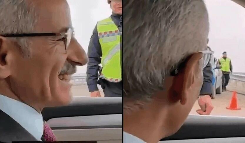Yol polisi nazirin maşınını saxladı, tanımadı - Video