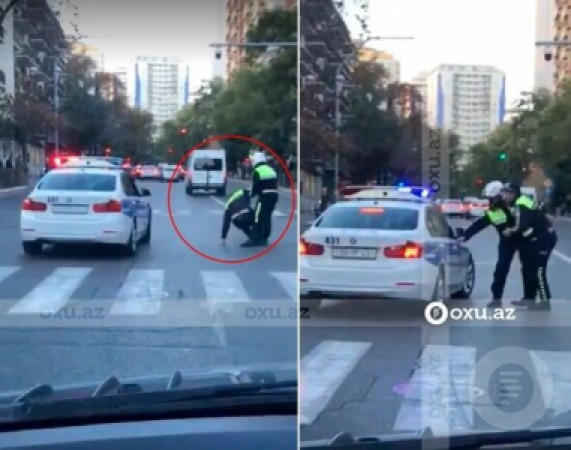 Bakıda ŞOK OLAY: Polisi vurub yolun ortasına atdılar! - VİDEO