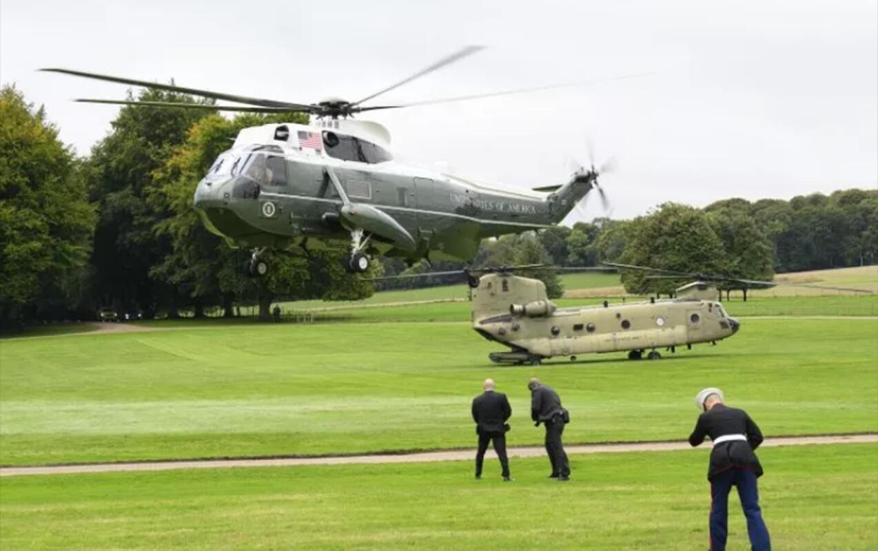 Tramp və xanımını daşıyan helikopter təcili eniş etdi