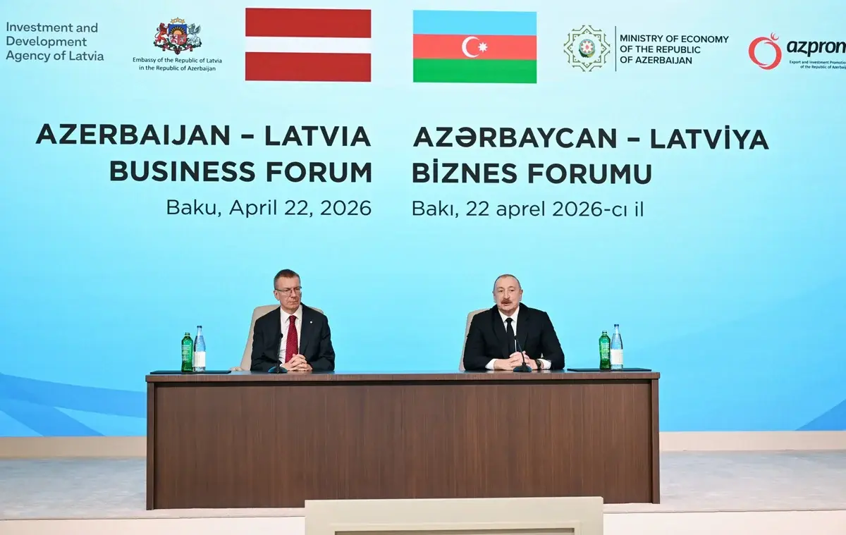Azərbaycan-Latviya biznes-forumu keçirilib - İlham Əliyev və Edqars Rinkeviçsin ÇIXIŞLARI + FOTO