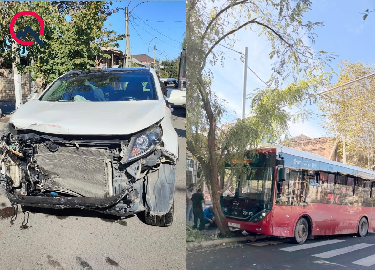Gəncədə “Baku Bus” qəza törətdi - Fotolar