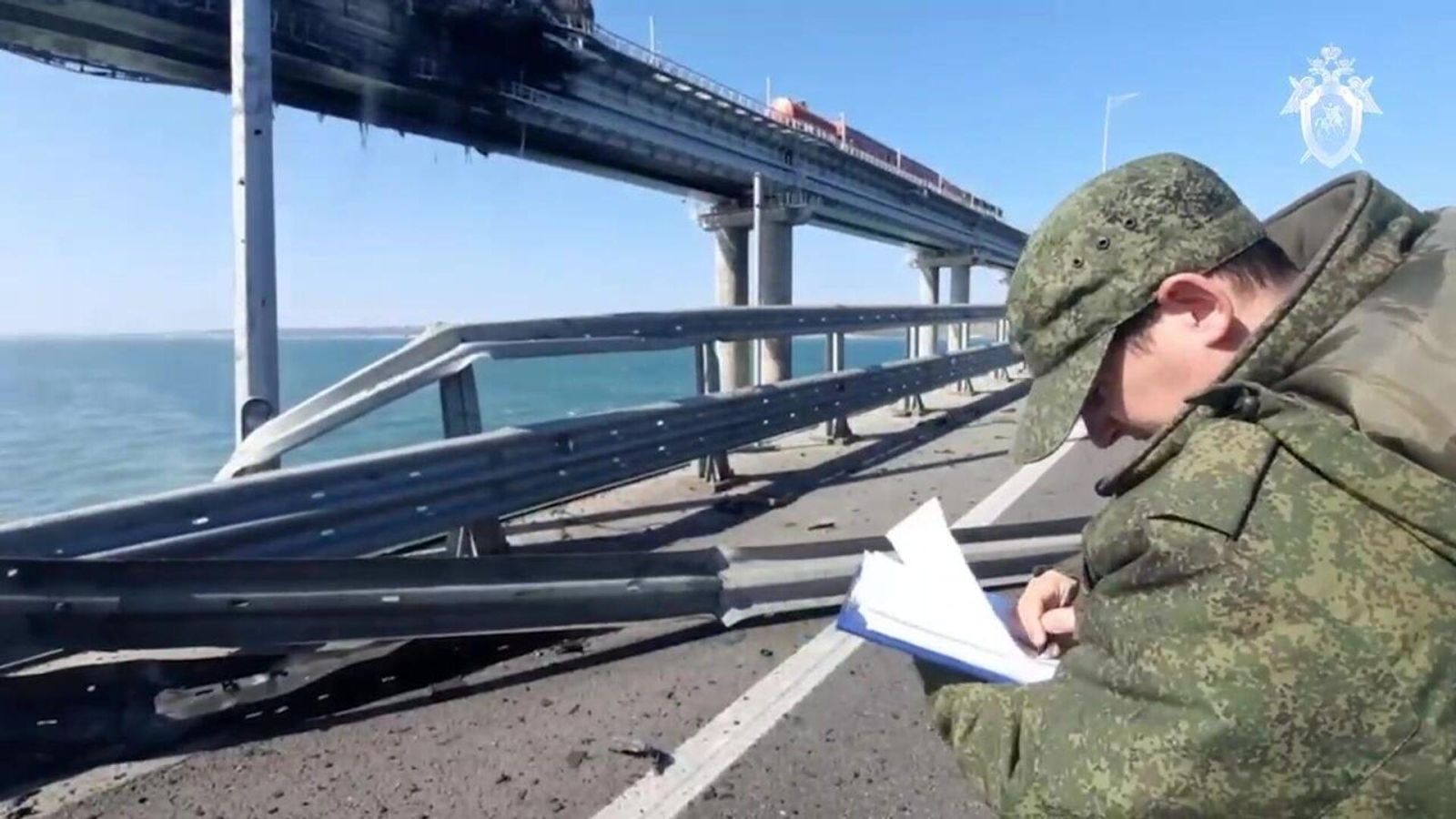 Krım körpüsündəki dəmir yolu xəttinin yeni görüntüləri – VİDEO