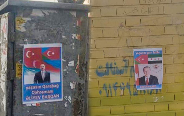Güneydə İlham Əliyev və Ərdoğanın şəkilləri divarlara vuruldu - Fotolar