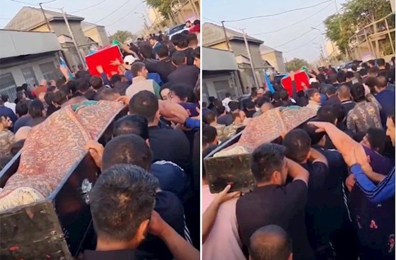 Şəhid və ürəktutmadan vəfat edən atası dəfn olunur - Video
