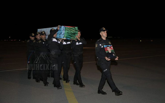 Polis serjantının cənazəsi Naxçıvana gətirildi - Fotolar