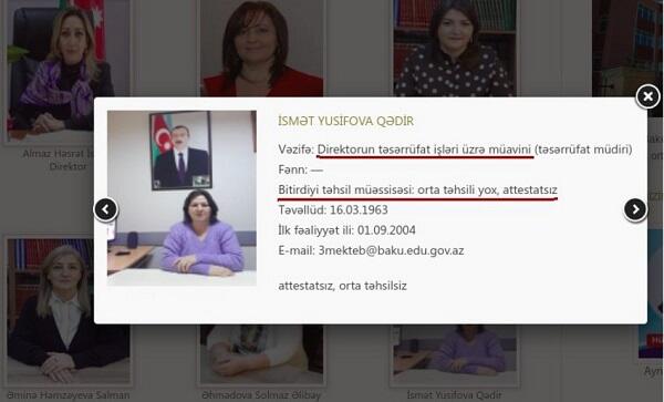Bakıda attestatsız şəxs direktor müavini təyin olunub?