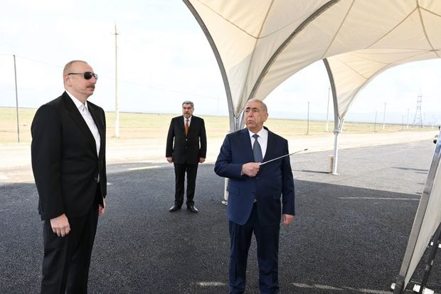 Prezident İlham Əliyev Hacıqabul rayonunda avtomobil yolunun açılışında iştirak edib - FOTO